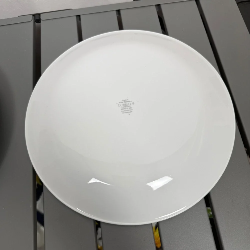 Set of 4x Corelle City Block Dinner Plates Vitrelle White Black Geometric 10.25